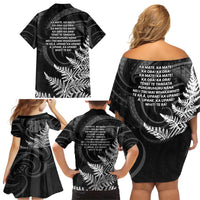 New Zealand Black Fern 7s Family Matching Off Shoulder Short Dress and Hawaiian Shirt History World Cup Sevens LT9 - Polynesian Pride