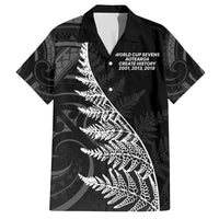 New Zealand Black Fern 7s Family Matching Off Shoulder Short Dress and Hawaiian Shirt History World Cup Sevens LT9 Dad's Shirt - Short Sleeve Black - Polynesian Pride