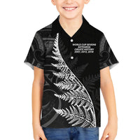New Zealand Black Fern 7s Family Matching Puletasi and Hawaiian Shirt History World Cup Sevens LT9 Son's Shirt Black - Polynesian Pride