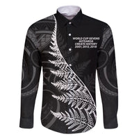 New Zealand Black Fern 7s Family Matching Tank Maxi Dress and Hawaiian Shirt History World Cup Sevens LT9 Dad's Shirt - Long Sleeve Black - Polynesian Pride