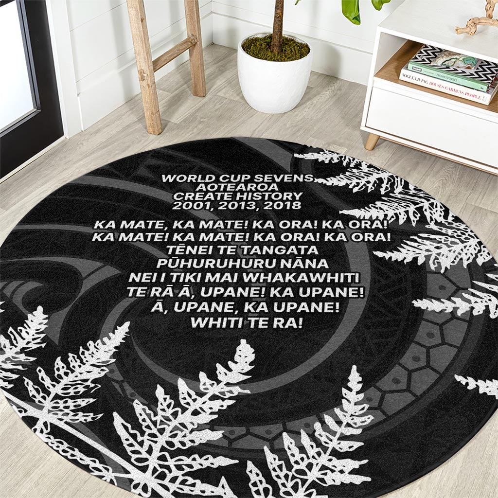 New Zealand Black Fern 7s Round Carpet History World Cup Sevens LT9 Black - Polynesian Pride
