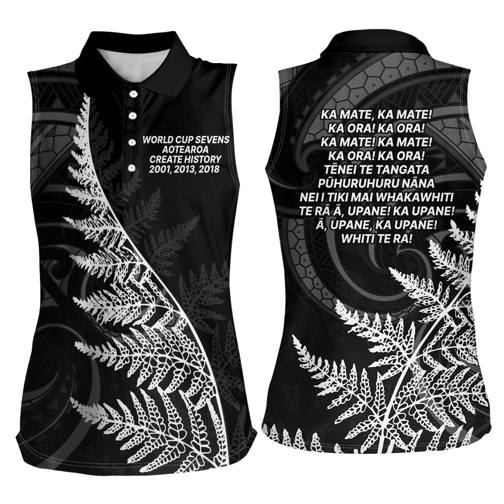 New Zealand Black Fern 7s Women Sleeveless Polo Shirt History World Cup Sevens LT9 - Polynesian Pride
