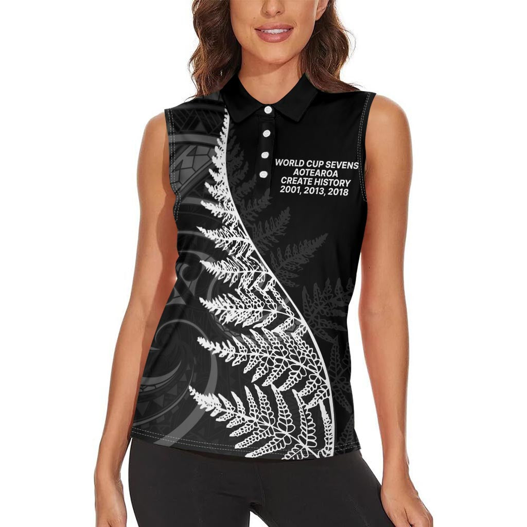 New Zealand Black Fern 7s Women Sleeveless Polo Shirt History World Cup Sevens LT9 - Polynesian Pride