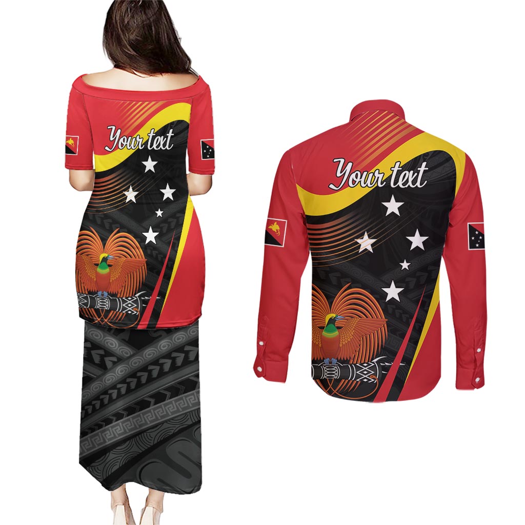 Personalised Papua Niugini Tok Pisin Wik Couples Matching Puletasi and Long Sleeve Button Shirt