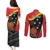 Personalised Papua Niugini Tok Pisin Wik Couples Matching Puletasi and Long Sleeve Button Shirt