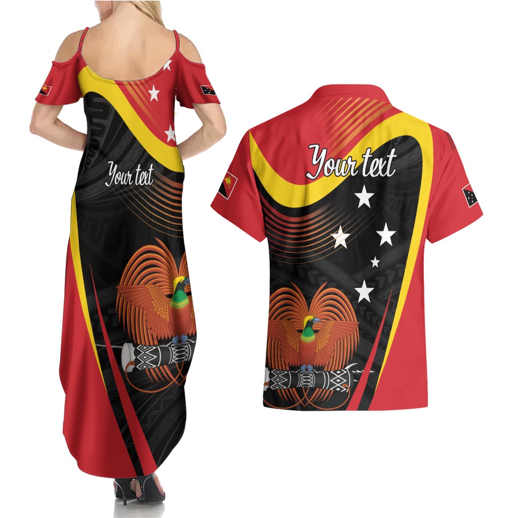 Personalised Papua Niugini Tok Pisin Wik Couples Matching Summer Maxi Dress and Hawaiian Shirt
