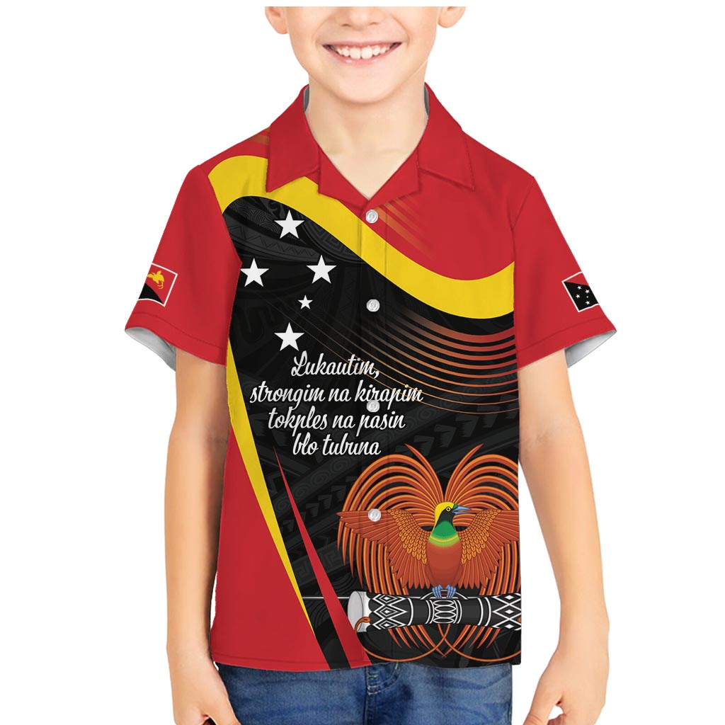 Personalised Papua Niugini Tok Pisin Wik Family Matching Mermaid Dress and Hawaiian Shirt LT9 Son's Shirt Red - Polynesian Pride