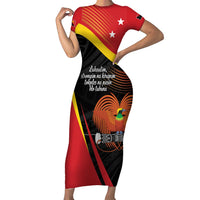 Personalised Papua Niugini Tok Pisin Wik Family Matching Short Sleeve Bodycon Dress and Hawaiian Shirt LT9 Mom's Dress Red - Polynesian Pride