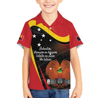 Personalised Papua Niugini Tok Pisin Wik Family Matching Short Sleeve Bodycon Dress and Hawaiian Shirt LT9 Son's Shirt Red - Polynesian Pride
