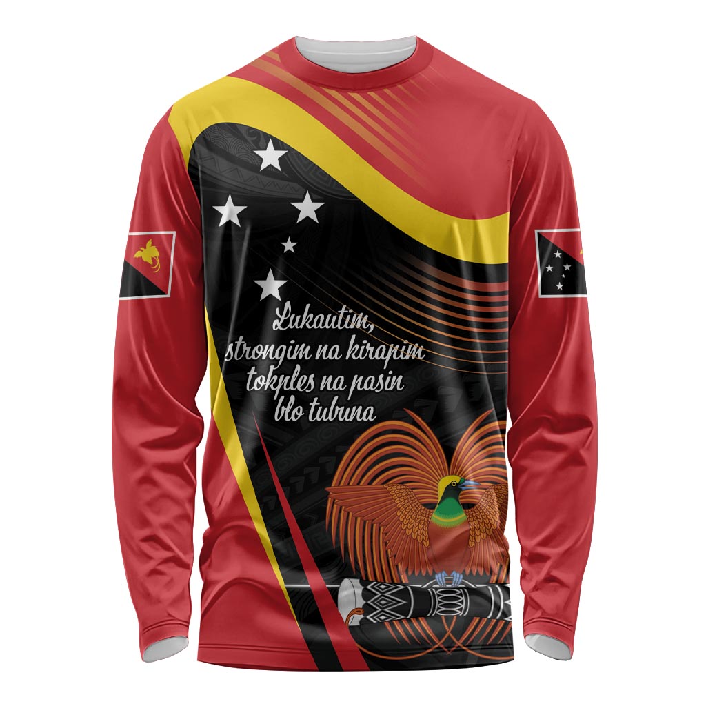 Personalised Papua Niugini Tok Pisin Wik Long Sleeve Shirt LT9 Unisex Red - Polynesian Pride