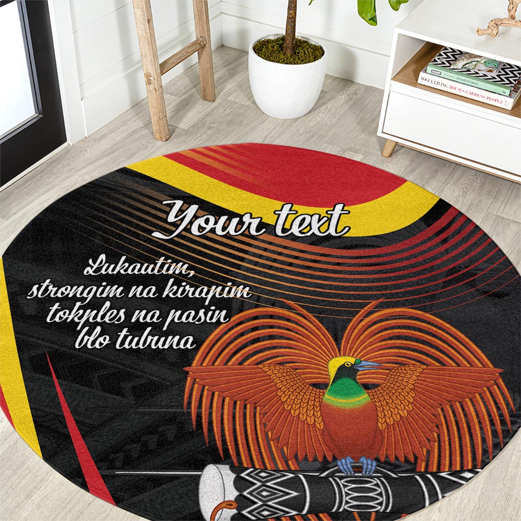 Personalised Papua Niugini Tok Pisin Wik Round Carpet LT9 Red - Polynesian Pride
