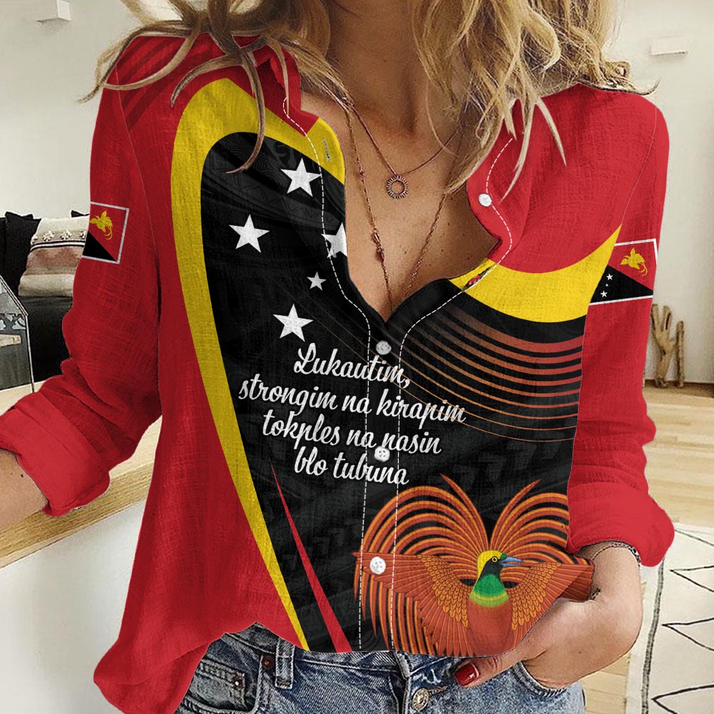 Personalised Papua Niugini Tok Pisin Wik Women Casual Shirt LT9 Female Red - Polynesian Pride