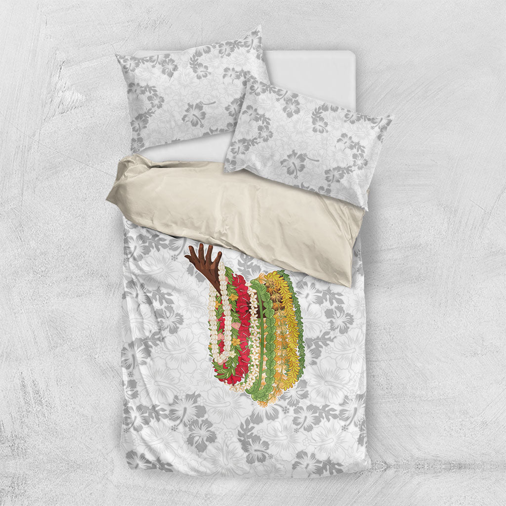 Hawaii Lei Kamehameha Bedding Set Ke'oke'o Seamless Pattern Hibiscus Flower