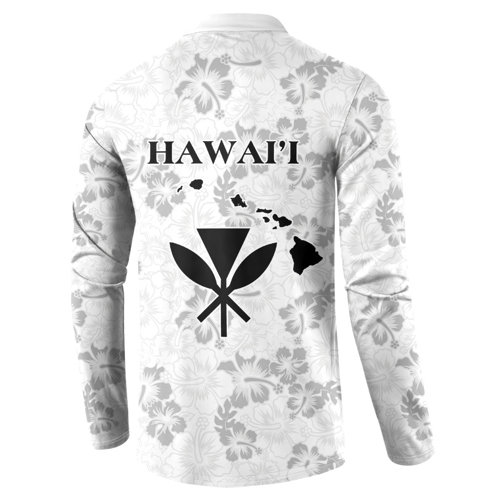 Hawaii Lei Kamehameha Button Sweatshirt Ke'oke'o Seamless Pattern Hibiscus Flower