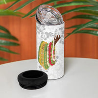 Hawaii Lei Kamehameha 4 in 1 Can Cooler Tumbler Ke'oke'o Seamless Pattern Hibiscus Flower
