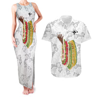 Hawaii Lei Kamehameha Couples Matching Tank Maxi Dress and Hawaiian Shirt Ke'oke'o Seamless Pattern Hibiscus Flower