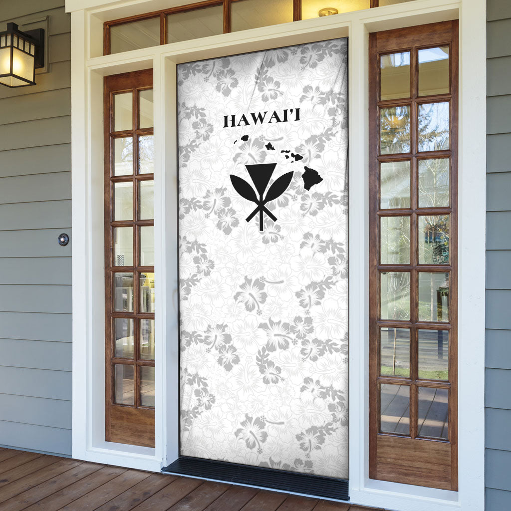 Hawaii Lei Kamehameha Door Cover Ke'oke'o Seamless Pattern Hibiscus Flower