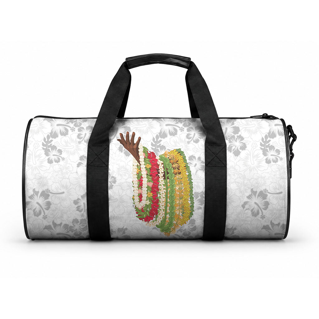 Hawaii Lei Kamehameha Duffle Bag Ke'oke'o Seamless Pattern Hibiscus Flower LT9 One size White - Polynesian Pride