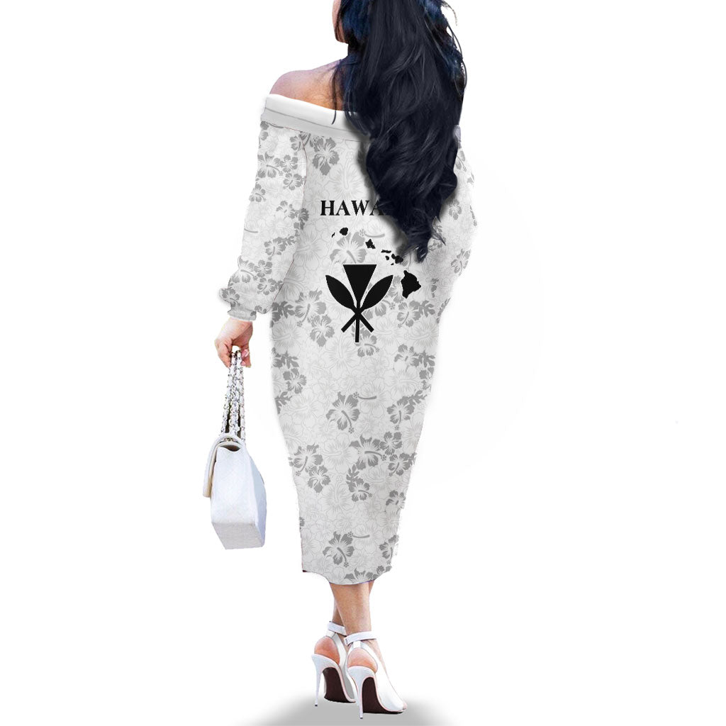 Hawaii Lei Kamehameha Family Matching Off The Shoulder Long Sleeve Dress and Hawaiian Shirt Ke'oke'o Seamless Pattern Hibiscus Flower LT9 - Polynesian Pride