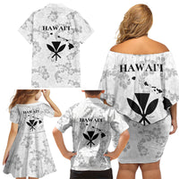 Hawaii Lei Kamehameha Family Matching Off Shoulder Short Dress and Hawaiian Shirt Ke'oke'o Seamless Pattern Hibiscus Flower LT9 - Polynesian Pride