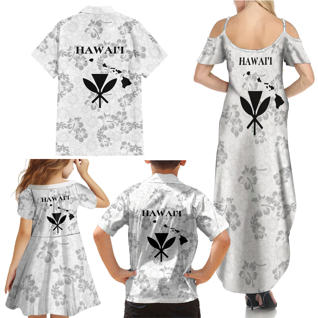 Hawaii Lei Kamehameha Family Matching Summer Maxi Dress and Hawaiian Shirt Ke'oke'o Seamless Pattern Hibiscus Flower LT9 - Polynesian Pride