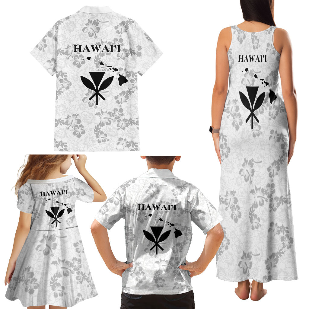 Hawaii Lei Kamehameha Family Matching Tank Maxi Dress and Hawaiian Shirt Ke'oke'o Seamless Pattern Hibiscus Flower LT9 - Polynesian Pride