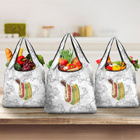 Hawaii Lei Kamehameha Grocery Bag Ke'oke'o Seamless Pattern Hibiscus Flower