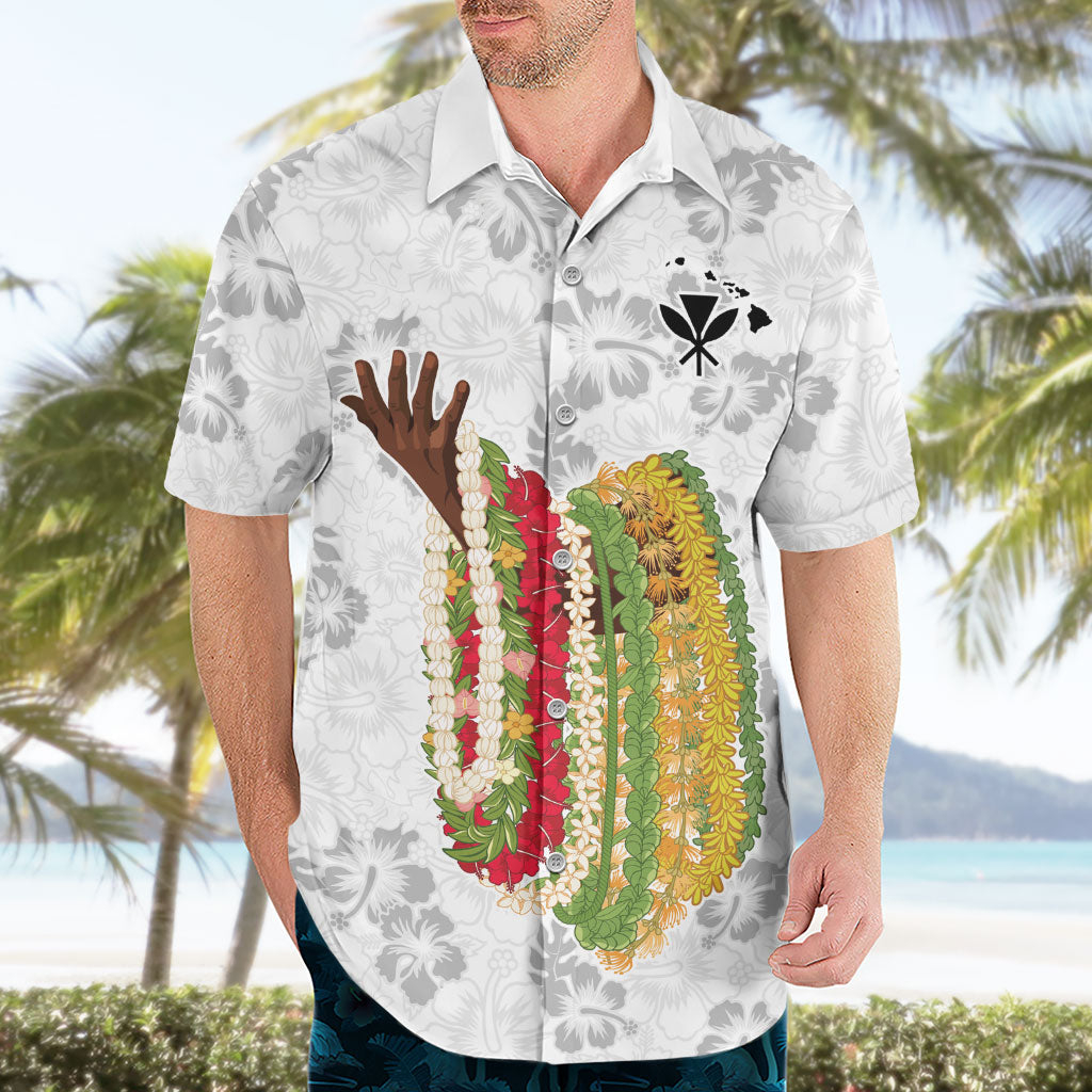 Hawaii Lei Kamehameha Hawaiian Shirt Ke'oke'o Seamless Pattern Hibiscus Flower