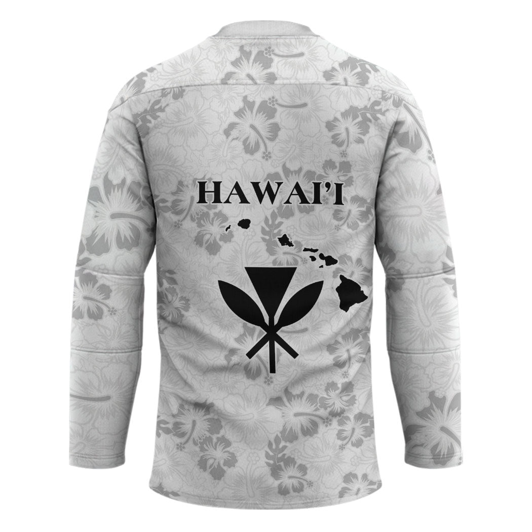 Hawaii Lei Kamehameha Hockey Jersey Ke'oke'o Seamless Pattern Hibiscus Flower LT9 - Polynesian Pride