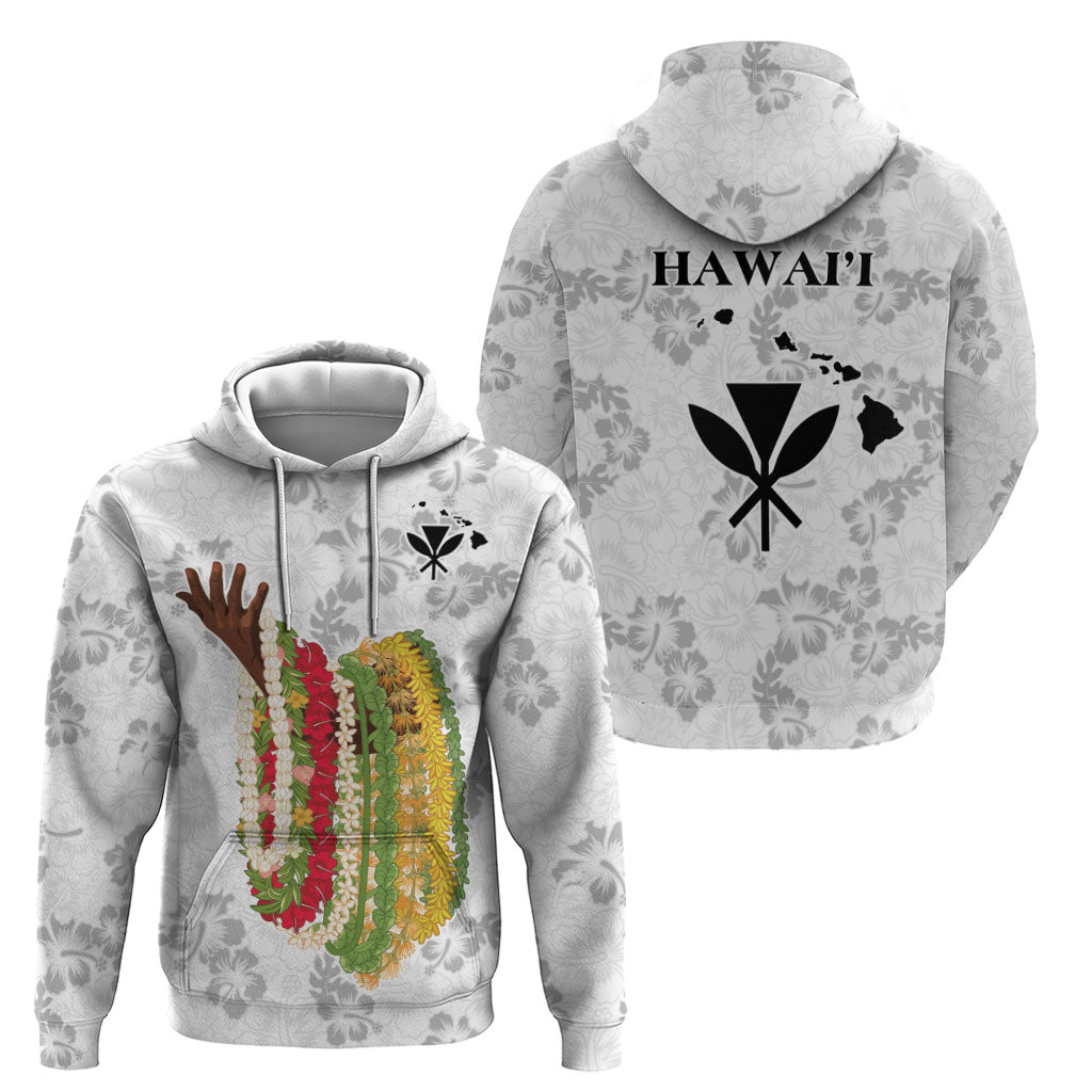 Hawaii Lei Kamehameha Hoodie Ke'oke'o Seamless Pattern Hibiscus Flower