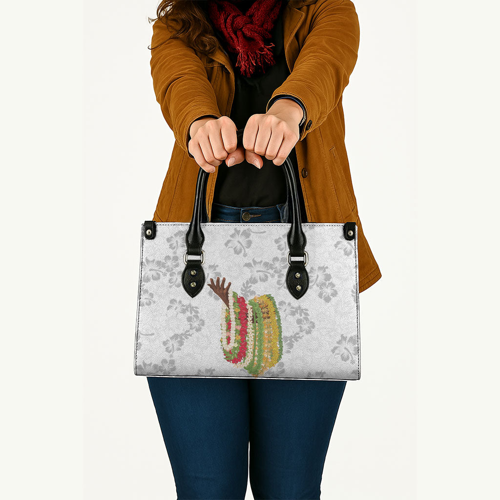 Hawaii Lei Kamehameha Leather Bag Ke'oke'o Seamless Pattern Hibiscus Flower