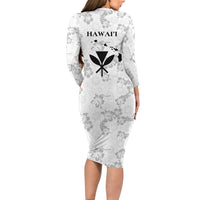 Hawaii Lei Kamehameha Long Sleeve Bodycon Dress Ke'oke'o Seamless Pattern Hibiscus Flower