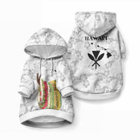 Hawaii Lei Kamehameha Pet Hoodie Ke'oke'o Seamless Pattern Hibiscus Flower LT9 Pullover White - Polynesian Pride