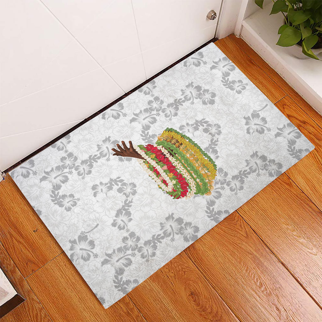 Hawaii Lei Kamehameha Rubber Doormat Ke'oke'o Seamless Pattern Hibiscus Flower