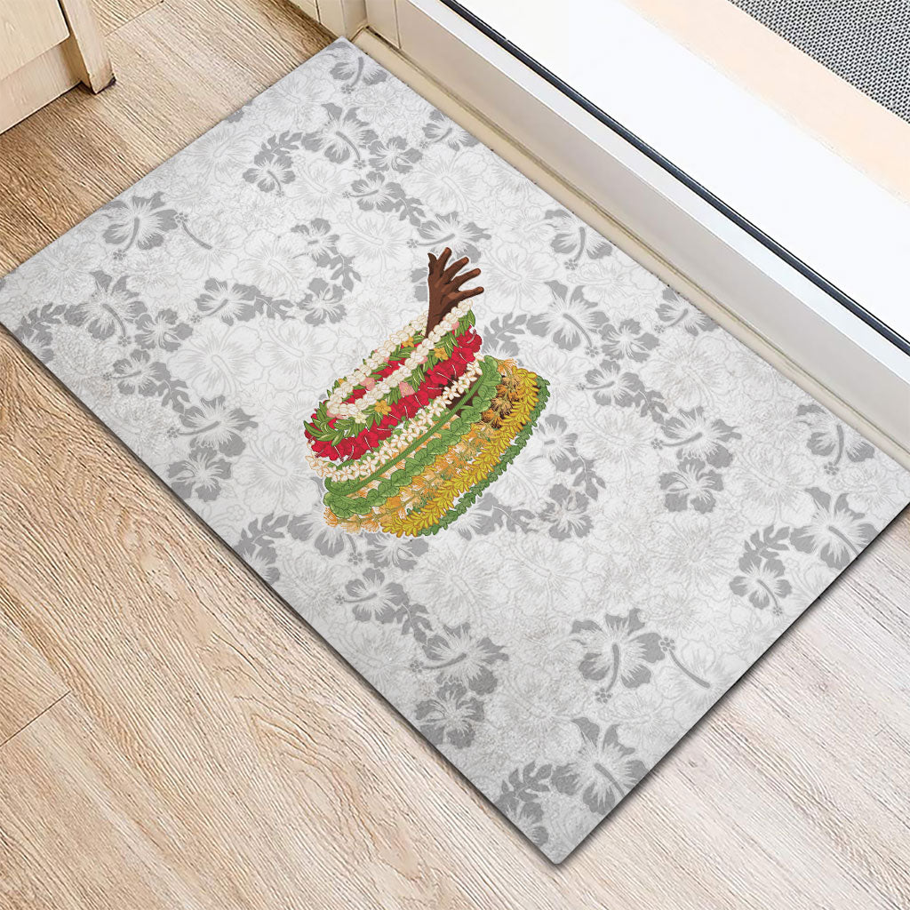 Hawaii Lei Kamehameha Rubber Doormat Ke'oke'o Seamless Pattern Hibiscus Flower