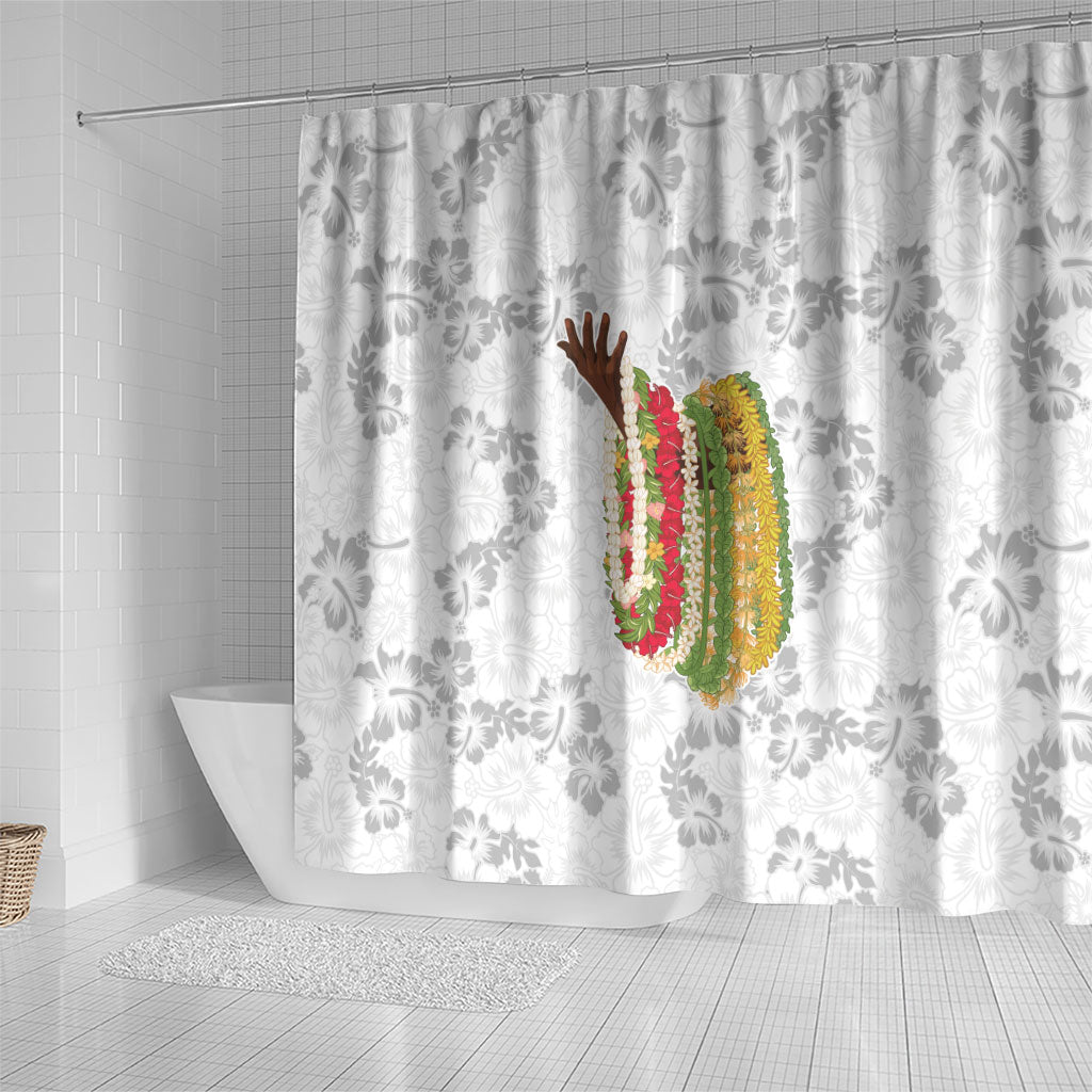 Hawaii Lei Kamehameha Shower Curtain Ke'oke'o Seamless Pattern Hibiscus Flower