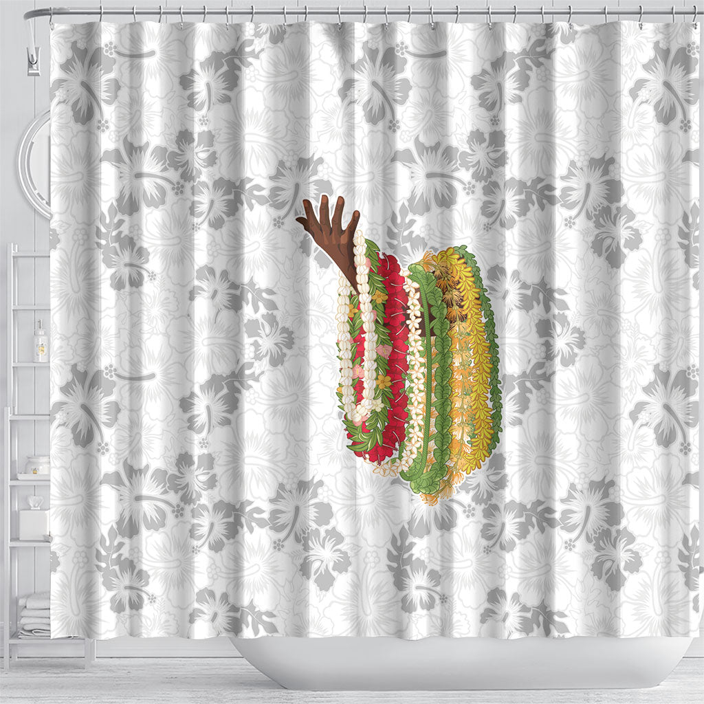 Hawaii Lei Kamehameha Shower Curtain Ke'oke'o Seamless Pattern Hibiscus Flower