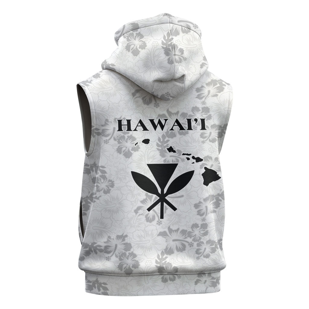 Hawaii Lei Kamehameha Sleeveless Hoodie Ke'oke'o Seamless Pattern Hibiscus Flower