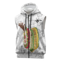 Hawaii Lei Kamehameha Sleeveless Zip Hoodie Ke'oke'o Seamless Pattern Hibiscus Flower