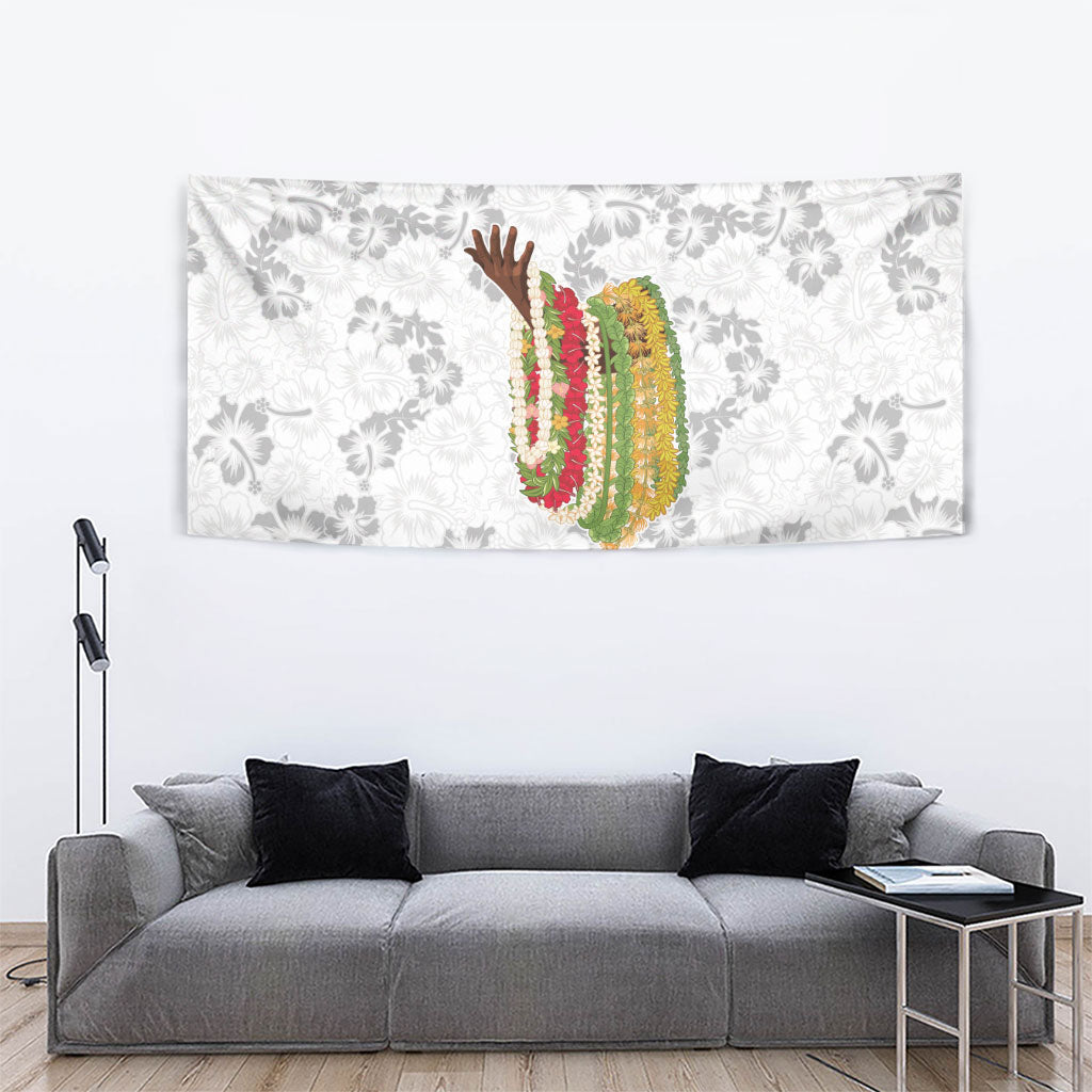 Hawaii Lei Kamehameha Tapestry Ke'oke'o Seamless Pattern Hibiscus Flower