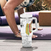 Hawaii Lei Kamehameha Tumbler With Handle Ke'oke'o Seamless Pattern Hibiscus Flower