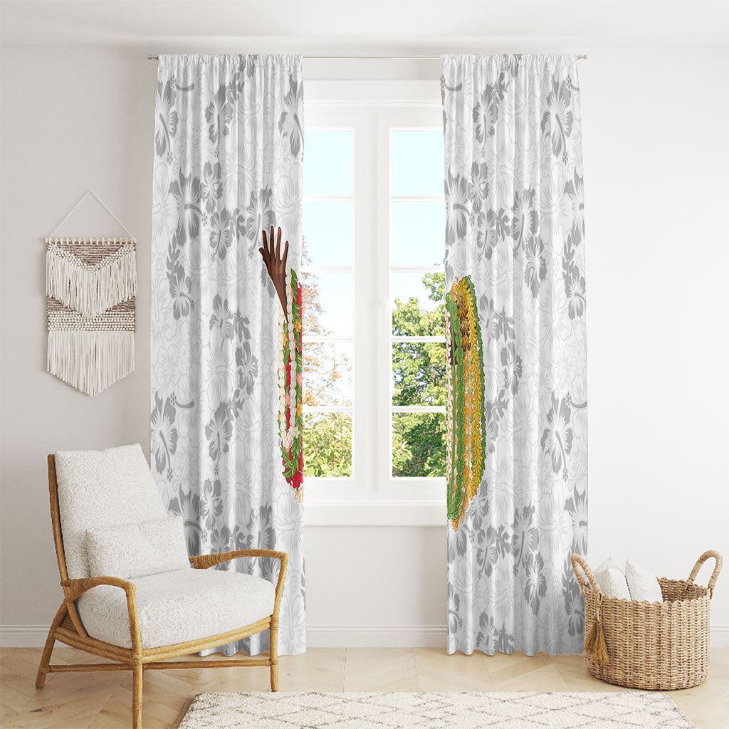 Hawaii Lei Kamehameha Window Curtain Ke'oke'o Seamless Pattern Hibiscus Flower