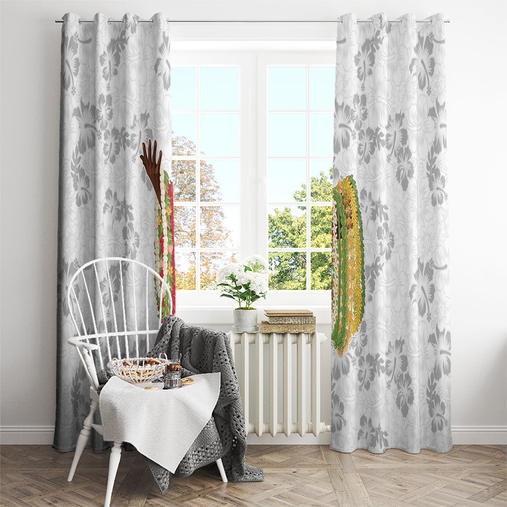 Hawaii Lei Kamehameha Window Curtain Ke'oke'o Seamless Pattern Hibiscus Flower