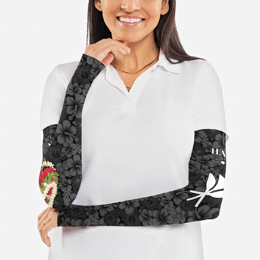 Hawaii Lei Kamehameha Arm Sleeves Ele'ele Seamless Pattern Hibiscus Flower