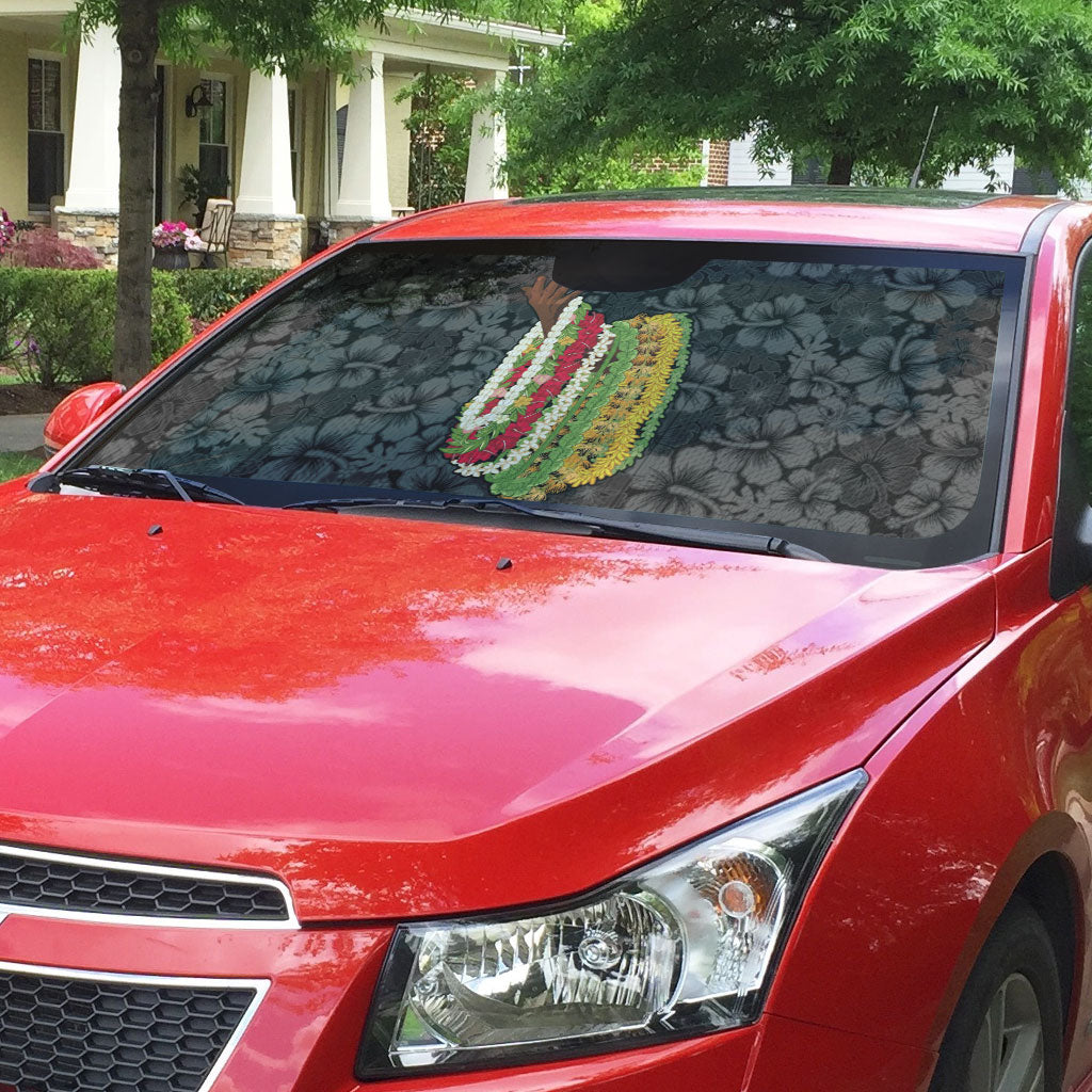 Hawaii Lei Kamehameha Auto Sun Shade Ele'ele Seamless Pattern Hibiscus Flower