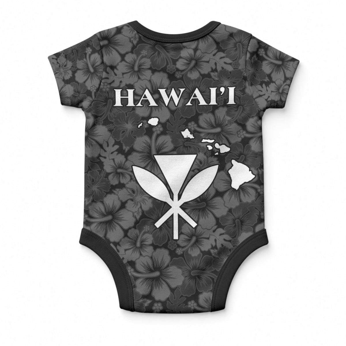Hawaii Lei Kamehameha Baby Onesie Ele'ele Seamless Pattern Hibiscus Flower LT9 - Polynesian Pride