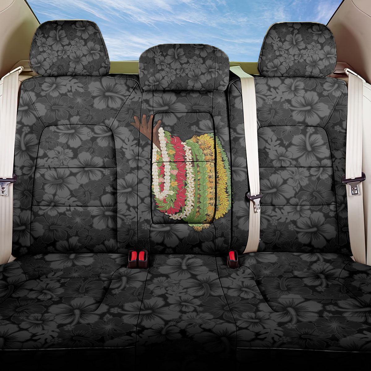 Hawaii Lei Kamehameha Back Car Seat Cover Ele'ele Seamless Pattern Hibiscus Flower