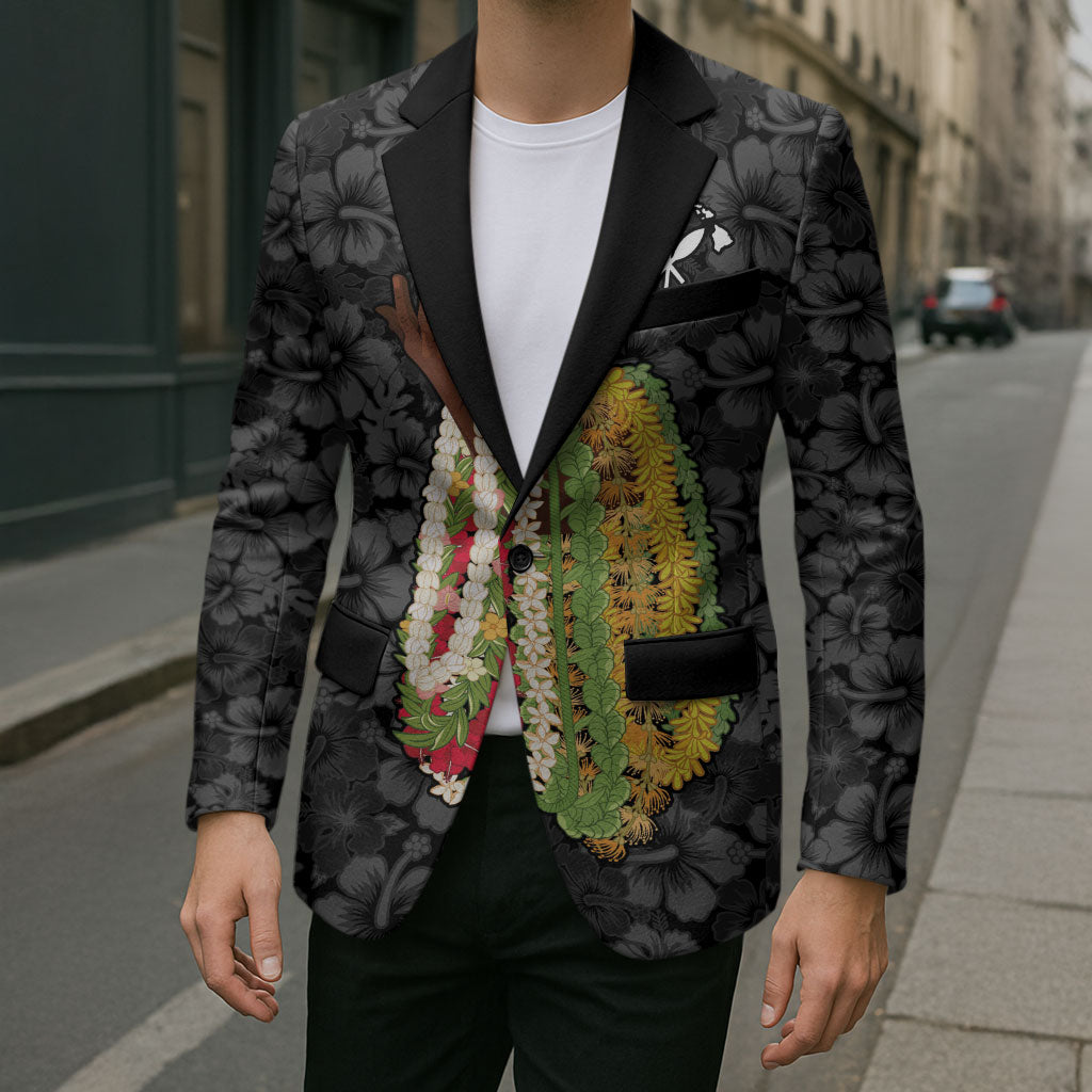 Hawaii Lei Kamehameha Blazer Ele'ele Seamless Pattern Hibiscus Flower