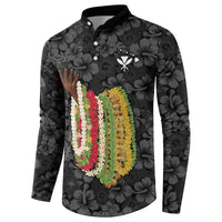 Hawaii Lei Kamehameha Button Sweatshirt Ele'ele Seamless Pattern Hibiscus Flower