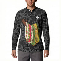 Hawaii Lei Kamehameha Button Sweatshirt Ele'ele Seamless Pattern Hibiscus Flower